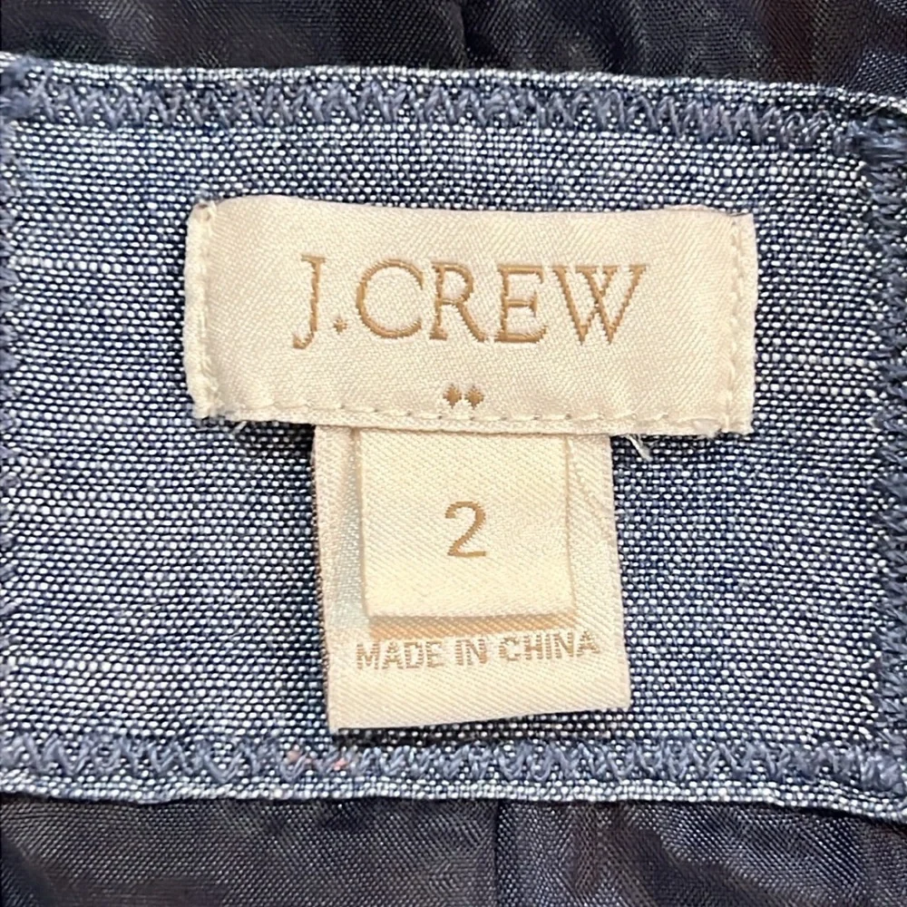 J. Crew Chambray Blazer‎ 2 Denim Blue Office Professional Academia Preppy Cotton